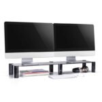 Maclean dual monitor stand, max. 20kg, tempered glass, (1029x285x127mm), MC-936 - Image 3