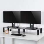 Maclean dual monitor stand, max. 20kg, tempered glass, (1029x285x127mm), MC-936 - Image 6