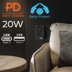 MACLEAN POWER SOCKET X2 + 4XUSB, SPLITTER WITH 2 SOCKETS, 2XUSB A, 2XUSB C PD 20W, 1X16A + 1X6A MCE249 F/B - Image 2