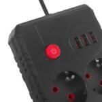 MACLEAN POWER STRIP, EXTENSION CORD 2 OUTLETS + 3XUSB, 110-240V AC 50/60HZ, 2.1A MAX 2500W, 1.5M, BLACK MCE387 B - Image 6