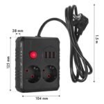 MACLEAN POWER STRIP, EXTENSION CORD 2 OUTLETS + 3XUSB, 110-240V AC 50/60HZ, 2.1A MAX 2500W, 1.5M, BLACK MCE387 B - Image 7