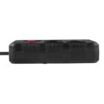 MACLEAN POWER STRIP, EXTENSION CORD 4 OUTLETS + 3XUSB, 110-240V AC 50/60HZ, 2.1A MAX 2500W, 3M, BLACK, MCE393 B - Image 2