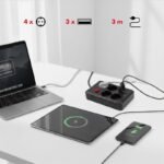 MACLEAN POWER STRIP, EXTENSION CORD 4 OUTLETS + 3XUSB, 110-240V AC 50/60HZ, 2.1A MAX 2500W, 3M, BLACK, MCE393 B - Image 8