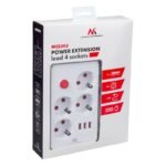 MACLEAN POWER STRIP, EXTENSION CORD 4 OUTLETS + 3XUSB, 110-240V AC 50/60HZ, 2.1A MAX 2500W, 3M, WHITE MCE393 W - Image 5