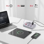 MACLEAN POWER STRIP, EXTENSION CORD 4 OUTLETS + 3XUSB, 110-240V AC 50/60HZ, 2.1A MAX 2500W, 3M, WHITE MCE393 W - Image 8