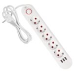 MACLEAN POWER STRIP EXTENSION CORD 5 OUTLETS + 3XUSB, 110-240V AC 50/60HZ, 2.1A MAX 2500W, 1.5M, WHITE MCE395W - Image 3