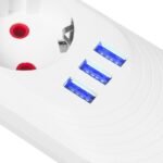 MACLEAN POWER STRIP EXTENSION CORD 5 OUTLETS + 3XUSB, 110-240V AC 50/60HZ, 2.1A MAX 2500W, 1.5M, WHITE MCE395W - Image 6