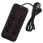 MACLEAN POWER STRIP, EXTENSION CORD 6 OUTLETS + 4XUSB, 110-240V AC 50/60HZ, 2.1A MAX 2500W, 1.5M, BLACK MCE389 B - Image 2