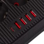 MACLEAN POWER STRIP, EXTENSION CORD 6 OUTLETS + 4XUSB, 110-240V AC 50/60HZ, 2.1A MAX 2500W, 1.5M, BLACK MCE389 B - Image 5