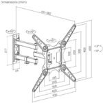 MACLEAN TV OR MONITOR MOUNT, UNIVERSAL, MAX VESA 400X400, 23-55", 30KG, BLACK MC-701N
