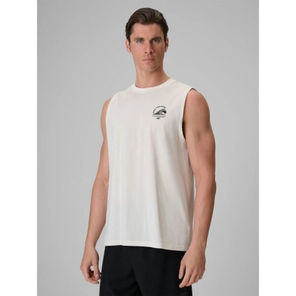 Mens relaxed sleeveless T-shirt with print 4F 4FRSS26TSLEM365-11S