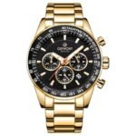 Mens Watch Giewont Chronograph Sapphire Gold Black GW9140-B4