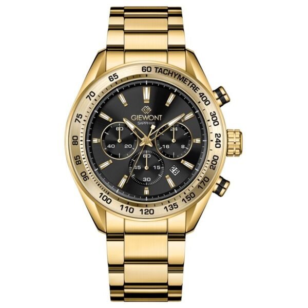 Mens Watch Giewont Chronograph Sapphire Gold Black GW9580-B4