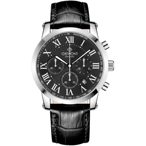 Mens Watch Giewont Chronograph Sapphire Silver Black GW6260-A2