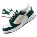Puma Rebound v6 mens sports sneakers fashionable comfortable white green