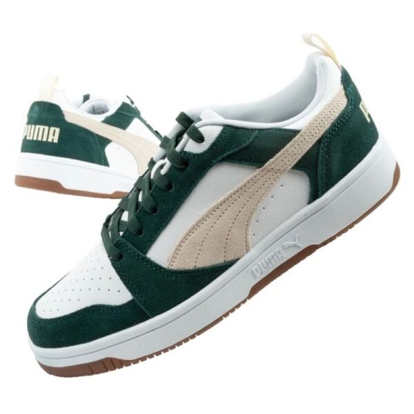Puma Rebound v6 mens sports sneakers fashionable comfortable white green