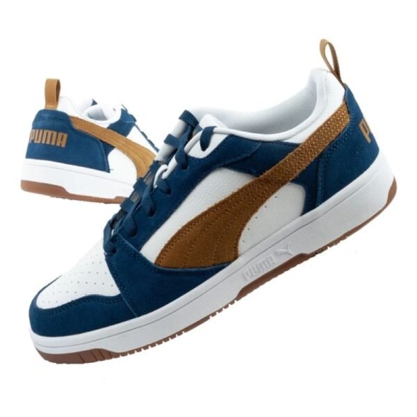 Puma Rebound v6 mens sports sneakers fashionable comfortable white navy brown