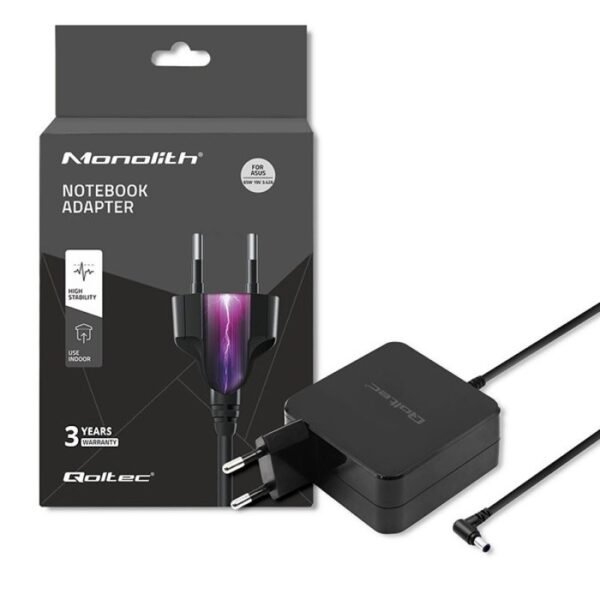 Qoltec 51745 AC adapter for Asus notebook (19V; 3.42A; 65W; 5.5mm x 2.5mm)