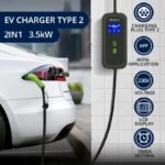 Qoltec 52476 Mobile charger for electric car EV with regulation 2 in 1 Type 2 | 3.5kW | 230V | Wi-fi | LCD | Portable | Wallbox | 5m - Image 2