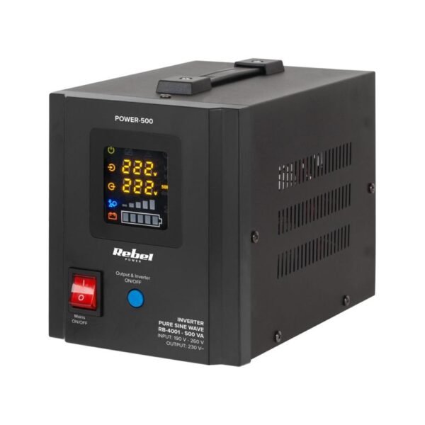 Rebel POWER-500 Emergency Power Supply - pure sine wave converter with charging function 12V 230V 500VA/300W