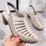 Rieker W RKR49B beige leather high heel sandals - Image 2