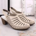 Rieker W RKR49B beige leather high heel sandals - Image 6