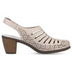 Rieker W RKR49B beige leather high heel sandals - Image 8