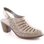 Rieker W RKR49B beige leather high heel sandals