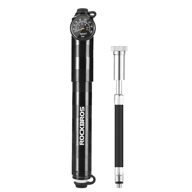 lupin-wear-ca-rockbros-hq-67a-l03-bk-bicycle-pump-with-pressure-gauge-black-3218004 Rockbros HQ-67A-L03 BK Bicycle Pump with Pressure Gauge - Black - Image 1