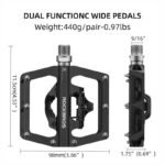 Rockbros PD15-BK Aluminum Alloy Bicycle Pedal Set - Black - Image 5