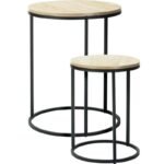 SET OF 2 COFFEE TABLES WITH WOODEN TOP - Image 2