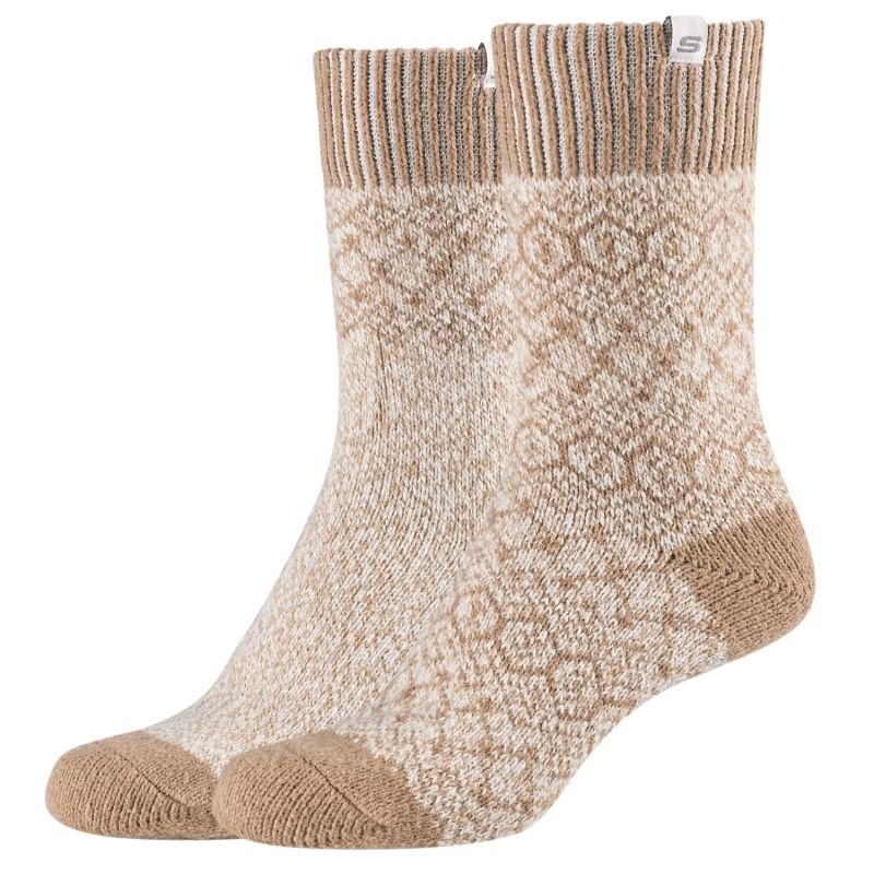 lupin-wear-ca-skechers-2ppk-wm-casual-cozy-jacquard-socks-sk41047-1202-beige-35-38-1653131 Skechers 2PPK Wm Casual Cozy Jacquard Socks SK41047-1202 Beige 35-38 - Image 1