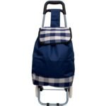 TROLLEY SHOPPING BAG ON WHEELS WITH FRAME 31L BLUE WHITE - Image 5