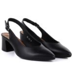 Womens black Sergio Leone SK463 pumps with a strap - Image 2