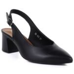 Womens black Sergio Leone SK463 pumps with a strap