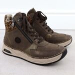 Womens brown leopard print ankle boots Rieker 44565-25 - Image 3