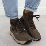 Womens brown leopard print ankle boots Rieker 44565-25 - Image 7