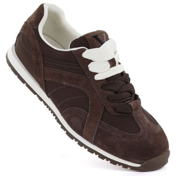 Womens brown suede leather shoes Vinceza 86427
