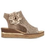 Womens comfortable wedge platform sandals, beige, Rieker 63791-60 - Image 2