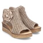 Womens comfortable wedge platform sandals, beige, Rieker 63791-60 - Image 3