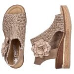 Womens comfortable wedge platform sandals, beige, Rieker 63791-60 - Image 4