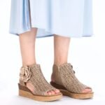 Womens comfortable wedge platform sandals, beige, Rieker 63791-60 - Image 5