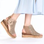 Womens comfortable wedge platform sandals, beige, Rieker 63791-60 - Image 6