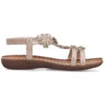 Womens gold floral slip-on sandals Rieker V7573-90 - Image 2