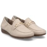 Womens leather shoes, comfortable beige moccasins, Rieker L9354-60 - Image 2