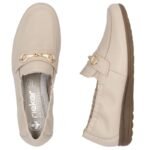 Womens leather shoes, comfortable beige moccasins, Rieker L9354-60 - Image 3
