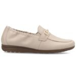 Womens leather shoes, comfortable beige moccasins, Rieker L9354-60 - Image 4