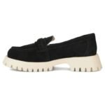 Womens leather suede loafers, black Filippo DP7554 - Image 2