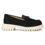 Womens leather suede loafers, black Filippo DP7554 - Image 3