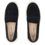 Womens leather suede loafers, black Filippo DP7554 - Image 5